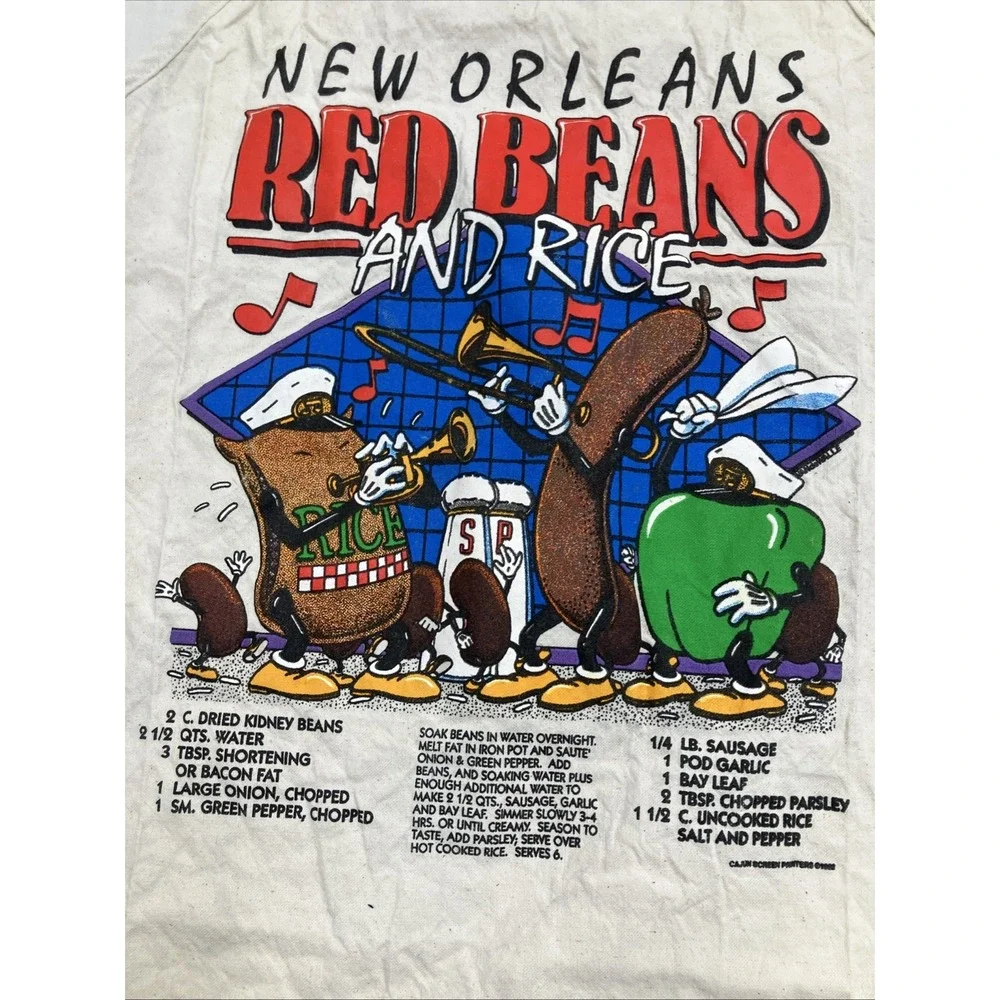 Vtg New Orleans Apron Seafood Gumbo Recipe 1992 Southern Cooking USA Chef